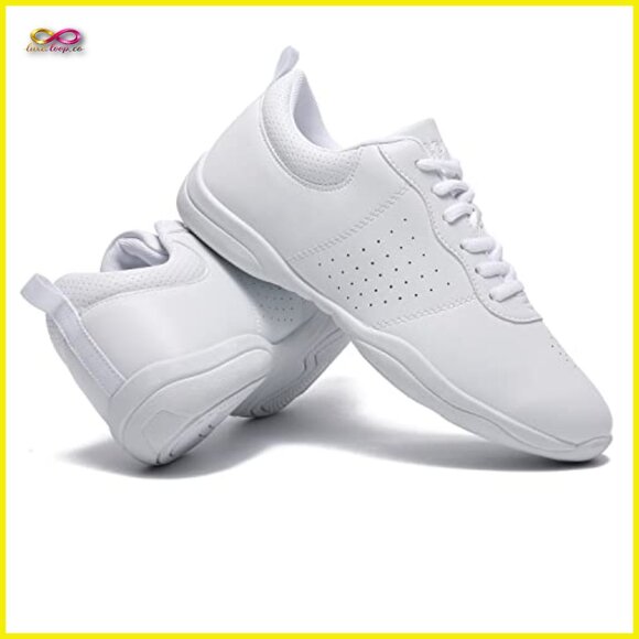 White Athletic Flats Cheerleading Dance Shoes Comfortable Training Sneakers - Picture 6 of 6
